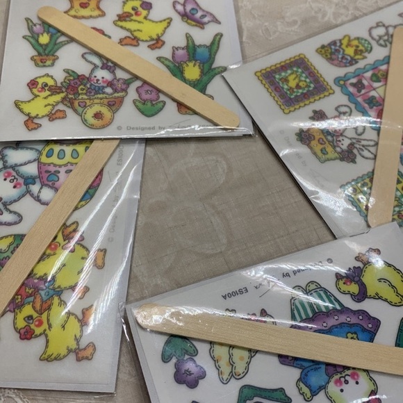 Vintage Made in Taiwan Easter Rub-ons designs 4 packs all different - Picture 9 of 11